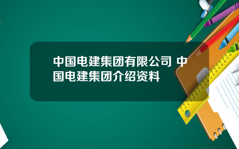 中国电建集团有限公司 中国电建集团介绍资料